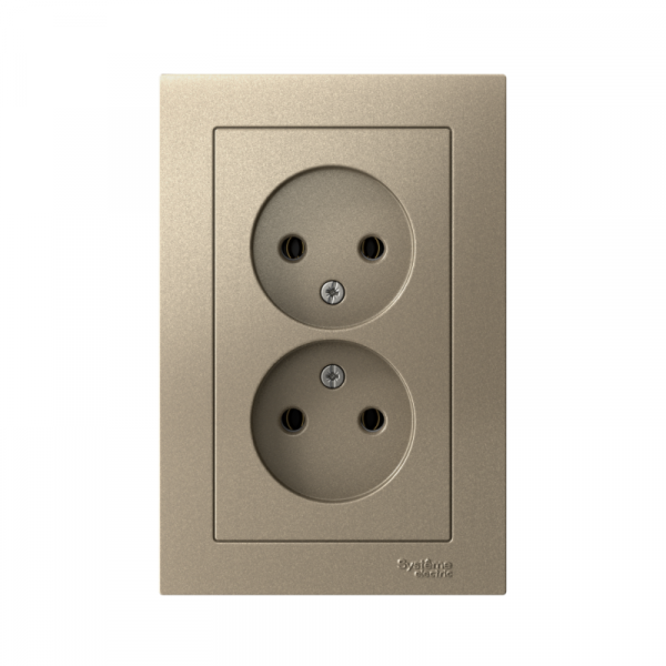 Розетка 2-м СП AtlasDesign 16А IP20 без заземл. в сборе шампань SE ATN000520 ТехноИмпульс
