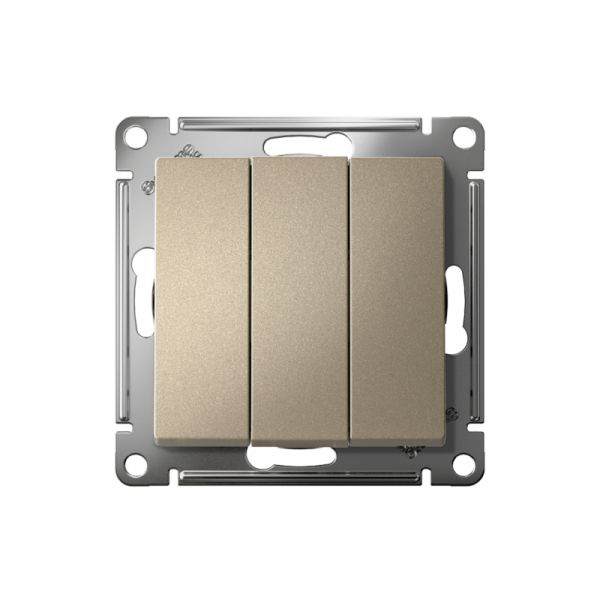 Выключатель 3-кл. СП AtlasDesign 10А IP20 (сх. 1+1+1) 10AX механизм шампань SE ATN000531 ТехноИмпульс