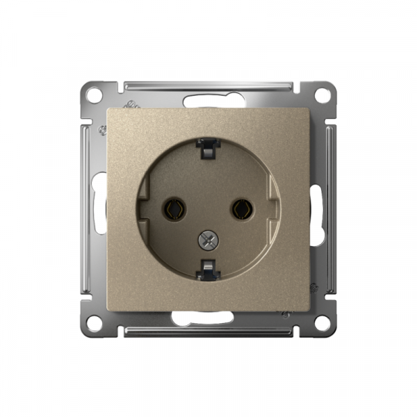 Розетка 1-м СП AtlasDesign 16А IP20 с заземл. механизм шампань SE ATN000543 ТехноИмпульс
