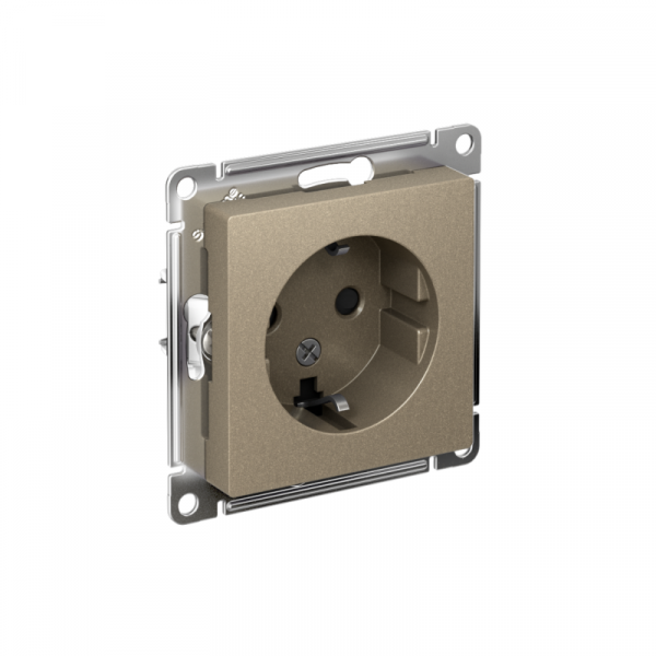 Розетка 1-м СП AtlasDesign 16А IP20 с заземл. защ. шторки механизм шампань SE ATN000545 ТехноИмпульс