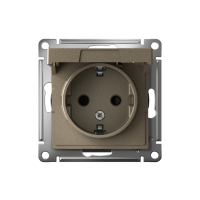 Розетка 1-м СП AtlasDesign 16А IP20 с заземл. защ. шторки с крышкой механизм шампань SE ATN000546 ТехноИмпульс