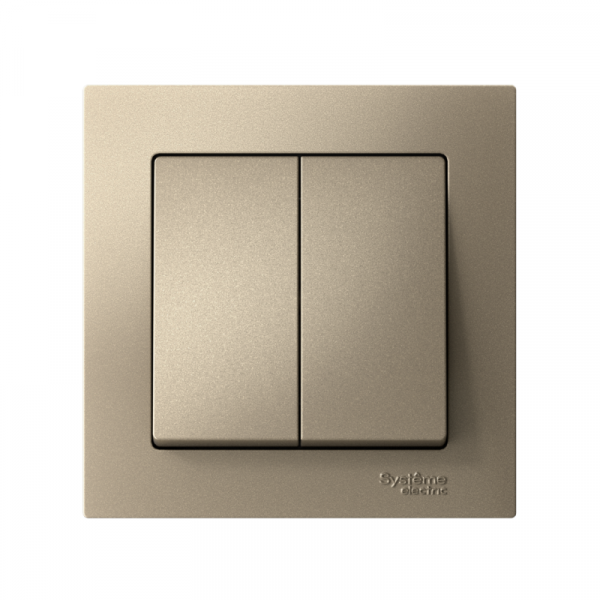 Выключатель 2-кл. СП AtlasDesign 10А IP20 (сх. 5) 10AX в сборе шампань SE ATN000552 ТехноИмпульс