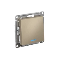 Переключатель проходной 1-кл. СП AtlasDesign 10А IP20 (сх. 6а) 10AX с подсветкой механизм шампань SE ATN000563 ТехноИмпульс