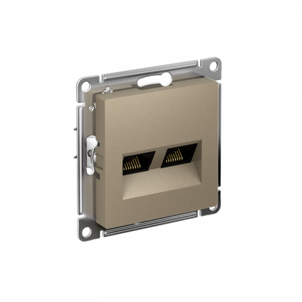 Розетка компьютерная 2-м AtlasDesign RJ45 кат.5E механизм шампань SE ATN000585 ТехноИмпульс