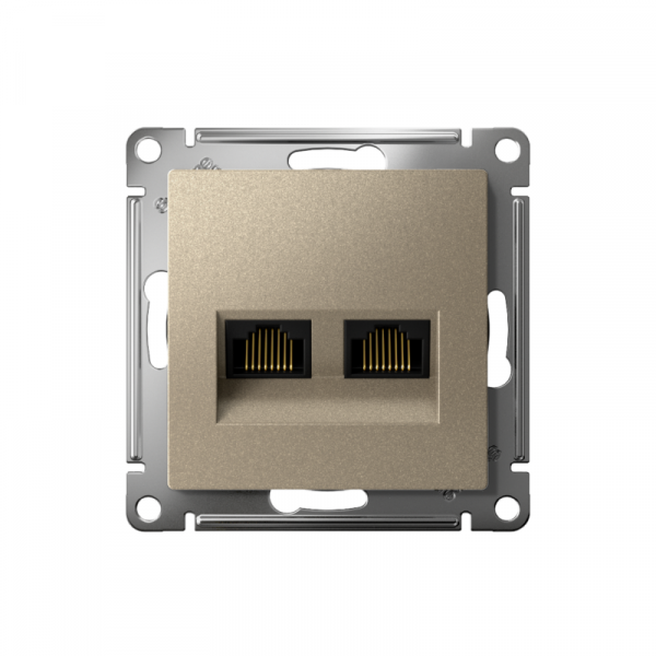 Розетка компьютерная 2-м AtlasDesign RJ45 кат.5E механизм шампань SE ATN000585 ТехноИмпульс