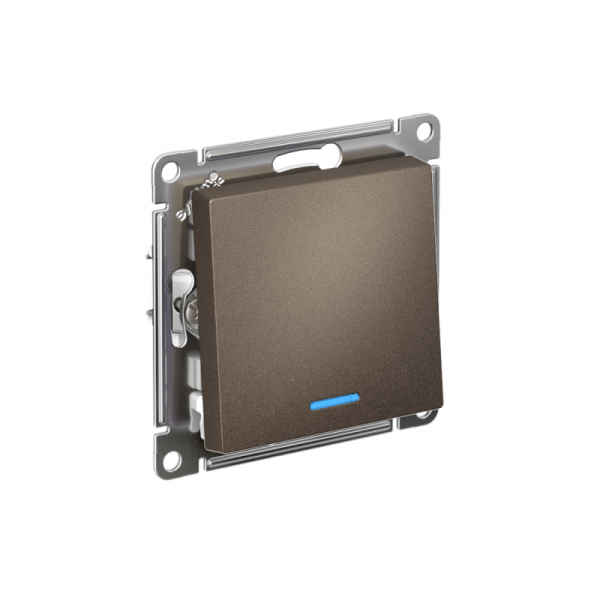 Выключатель 1-кл. СП AtlasDesign 10А IP20 (сх. 1а) 10AX с подсветкой механизм мокко SE ATN000613 ТехноИмпульс