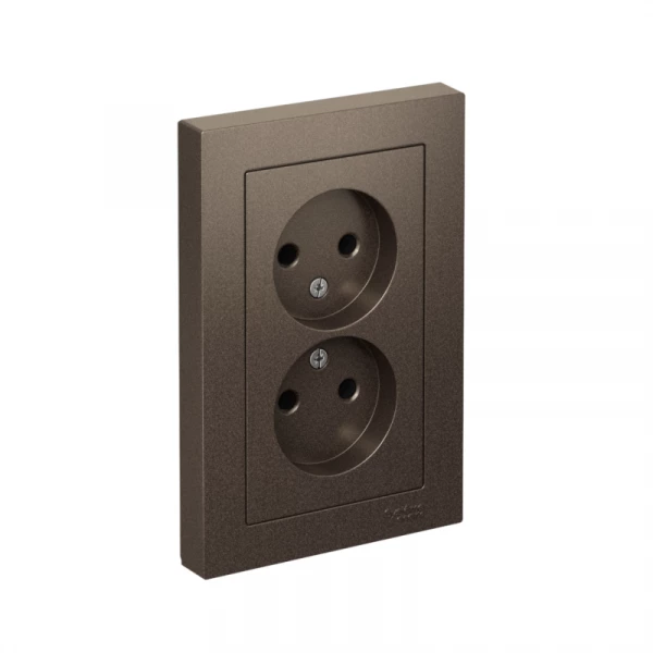 Розетка 2-м СП AtlasDesign 16А IP20 без заземл. в сборе мокко SE ATN000620 ТехноИмпульс