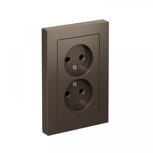 Розетка 2-м СП AtlasDesign 16А IP20 без заземл. в сборе мокко SE ATN000620 ТехноИмпульс