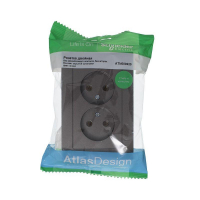 Розетка 2-м СП AtlasDesign 16А IP20 без заземл. в сборе мокко SE ATN000620 ТехноИмпульс