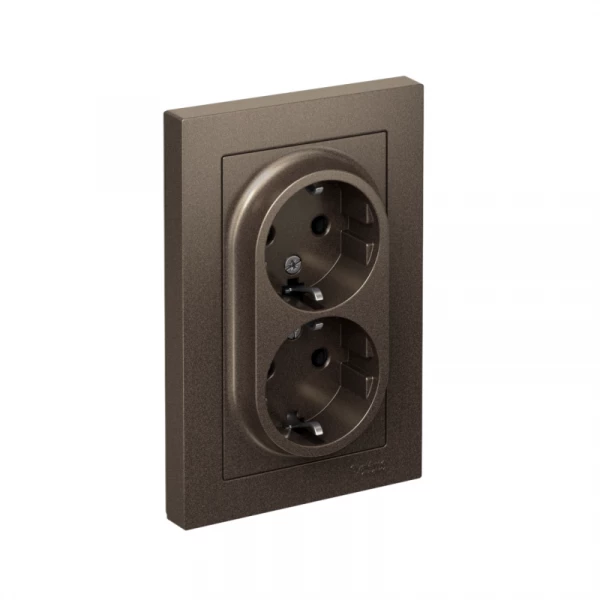 Розетка 2-м СП AtlasDesign 16А IP20 с заземл. в сборе мокко SE ATN000624 ТехноИмпульс