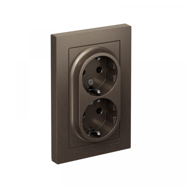 Розетка 2-м СП AtlasDesign 16А IP20 с заземл. в сборе мокко SE ATN000624 ТехноИмпульс