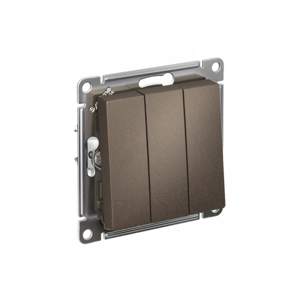 Выключатель 3-кл. СП AtlasDesign 10А IP20 (сх. 1+1+1) 10AX механизм мокко SE ATN000631 ТехноИмпульс