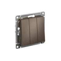 Выключатель 3-кл. СП AtlasDesign 10А IP20 (сх. 1+1+1) 10AX механизм мокко SE ATN000631 ТехноИмпульс