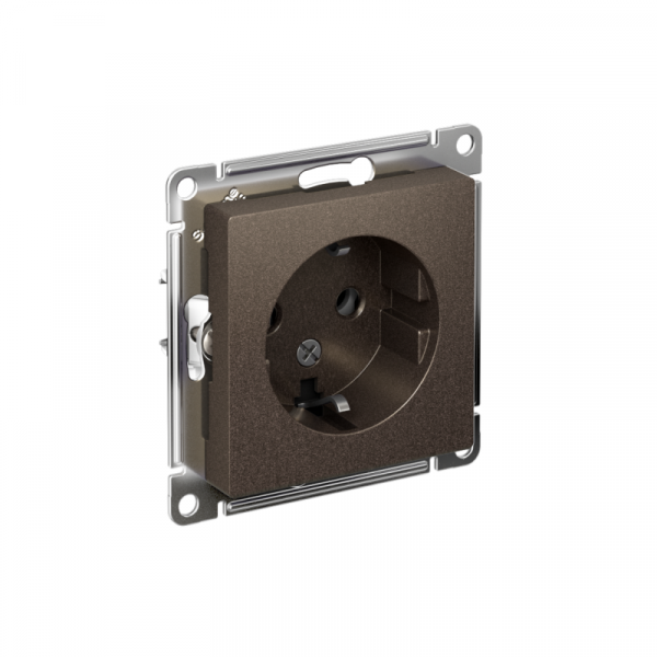 Розетка 1-м СП AtlasDesign 16А IP20 с заземл. механизм мокко SE ATN000643 ТехноИмпульс
