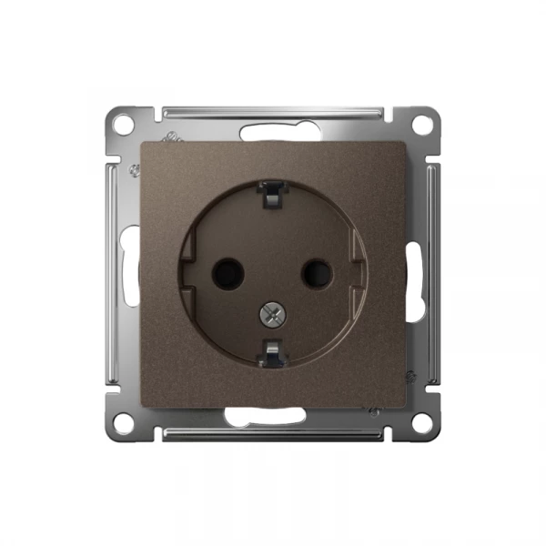 Розетка 1-м СП AtlasDesign 16А IP20 с заземл. защ. шторки механизм мокко SE ATN000645 ТехноИмпульс