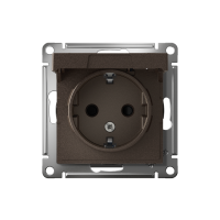 Розетка 1-м СП AtlasDesign 16А IP20 с заземл. защ. шторки с крышкой механизм мокко SE ATN000646 ТехноИмпульс