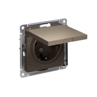 Розетка 1-м СП AtlasDesign 16А IP20 с заземл. защ. шторки с крышкой механизм мокко SE ATN000646 ТехноИмпульс