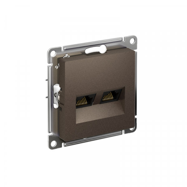 Розетка компьютерная 2-м AtlasDesign RJ45 кат.5E механизм мокко SE ATN000685 ТехноИмпульс