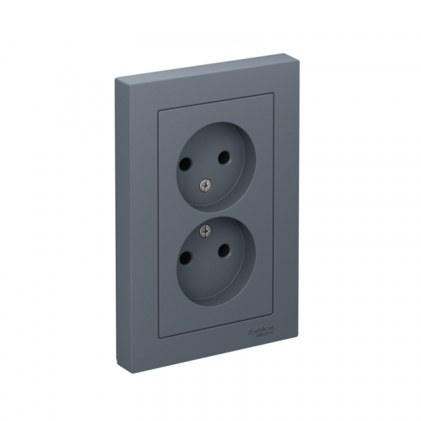 Розетка 2-м СП AtlasDesign 16А IP20 без заземл. в сборе грифель SE ATN000720 ТехноИмпульс