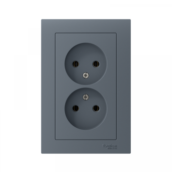 Розетка 2-м СП AtlasDesign 16А IP20 без заземл. в сборе грифель SE ATN000720 ТехноИмпульс