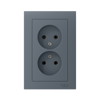 Розетка 2-м СП AtlasDesign 16А IP20 без заземл. в сборе грифель SE ATN000720 ТехноИмпульс