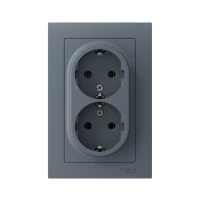 Розетка 2-м СП AtlasDesign 16А IP20 с заземл. в сборе грифель SE ATN000724 ТехноИмпульс