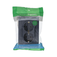 Розетка 2-м СП AtlasDesign 16А IP20 с заземл. в сборе грифель SE ATN000724 ТехноИмпульс