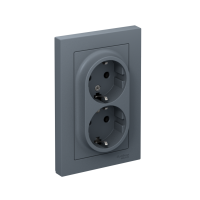 Розетка 2-м СП AtlasDesign 16А IP20 с заземл. в сборе грифель SE ATN000724 ТехноИмпульс