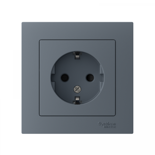 Розетка 1-м СП AtlasDesign 16А IP20 с заземл. защ. шторки в сборе грифель SE ATN000744 ТехноИмпульс