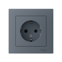 Розетка 1-м СП AtlasDesign 16А IP20 с заземл. защ. шторки в сборе грифель SE ATN000744 ТехноИмпульс
