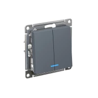 Выключатель 2-кл. СП AtlasDesign 10А IP20 (сх. 5а) 10AX с подсветкой механизм грифель SE ATN000753 ТехноИмпульс