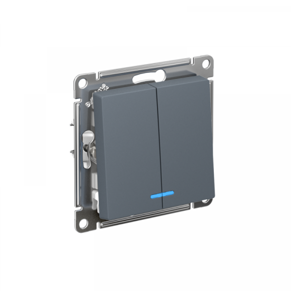 Выключатель 2-кл. СП AtlasDesign 10А IP20 (сх. 5а) 10AX с подсветкой механизм грифель SE ATN000753 ТехноИмпульс