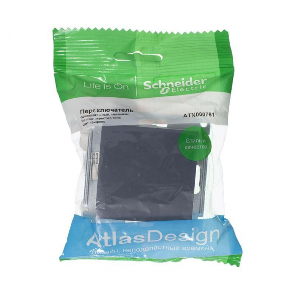 Переключатель проходной 1-кл. СП AtlasDesign 10А IP20 (сх. 6) 10AX механизм грифель SE ATN000761 ТехноИмпульс