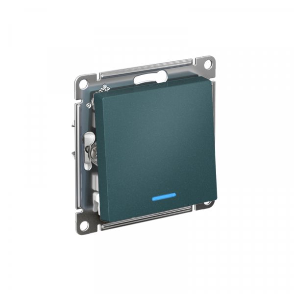 Выключатель 1-кл. СП AtlasDesign 10А IP20 (сх. 1а) 10AX с подсветкой механизм изумруд SE ATN000813 ТехноИмпульс