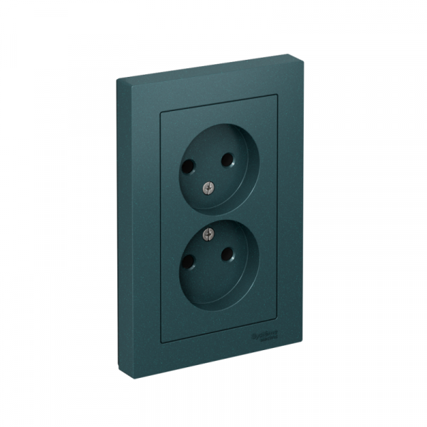 Розетка 2-м СП AtlasDesign 16А IP20 без заземл. в сборе изумруд SE ATN000820 ТехноИмпульс