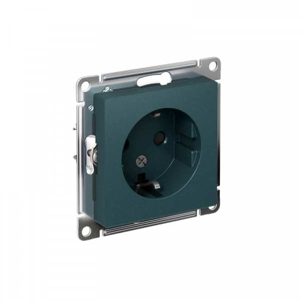 Розетка 1-м СП AtlasDesign 16А IP20 с заземл. защ. шторки механизм изумруд SE ATN000845 ТехноИмпульс