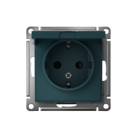 Розетка 1-м СП AtlasDesign 16А IP20 с заземл. защ. шторки с крышкой механизм изумруд SE ATN000846 ТехноИмпульс