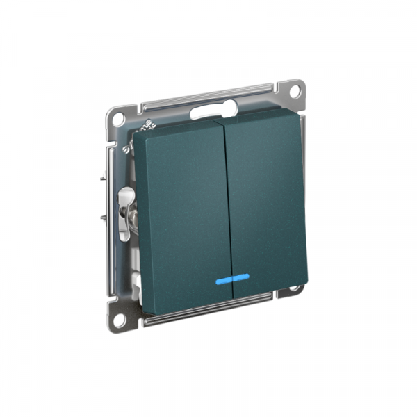 Выключатель 2-кл. СП AtlasDesign 10А IP20 (сх. 5а) 10AX с подсветкой механизм изумруд SE ATN000853 ТехноИмпульс