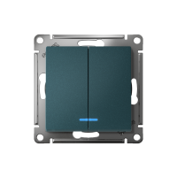 Выключатель 2-кл. СП AtlasDesign 10А IP20 (сх. 5а) 10AX с подсветкой механизм изумруд SE ATN000853 ТехноИмпульс