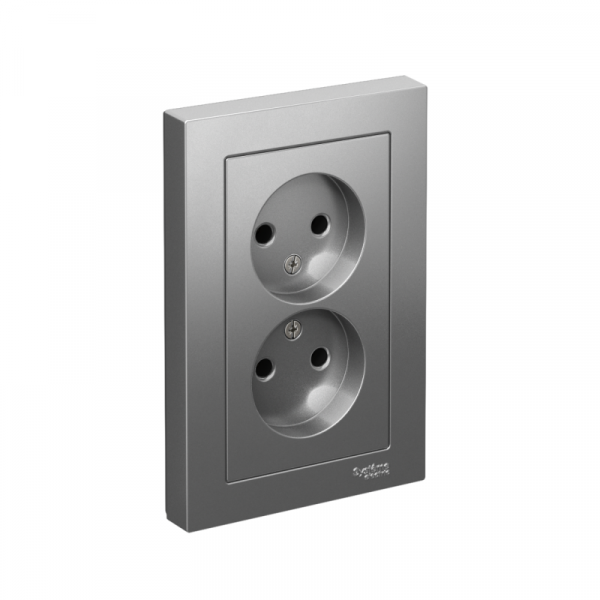 Розетка 2-м СП AtlasDesign 16А IP20 без заземл. в сборе сталь SE ATN000920 ТехноИмпульс