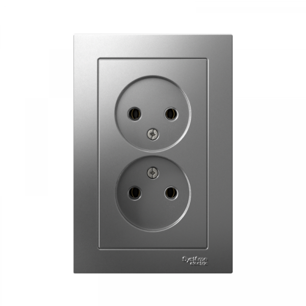 Розетка 2-м СП AtlasDesign 16А IP20 без заземл. в сборе сталь SE ATN000920 ТехноИмпульс