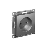 Розетка 1-м СП AtlasDesign 16А IP20 без заземл. без защ. шторок механизм сталь SE ATN000941 ТехноИмпульс