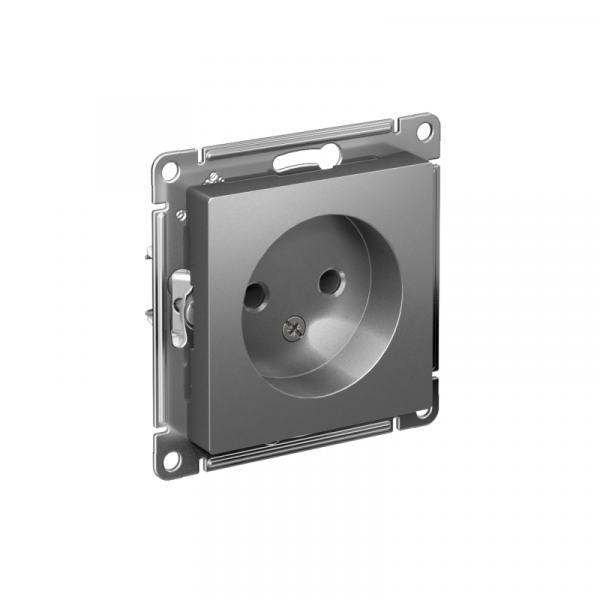 Розетка 1-м СП AtlasDesign 16А IP20 без заземл. без защ. шторок механизм сталь SE ATN000941 ТехноИмпульс