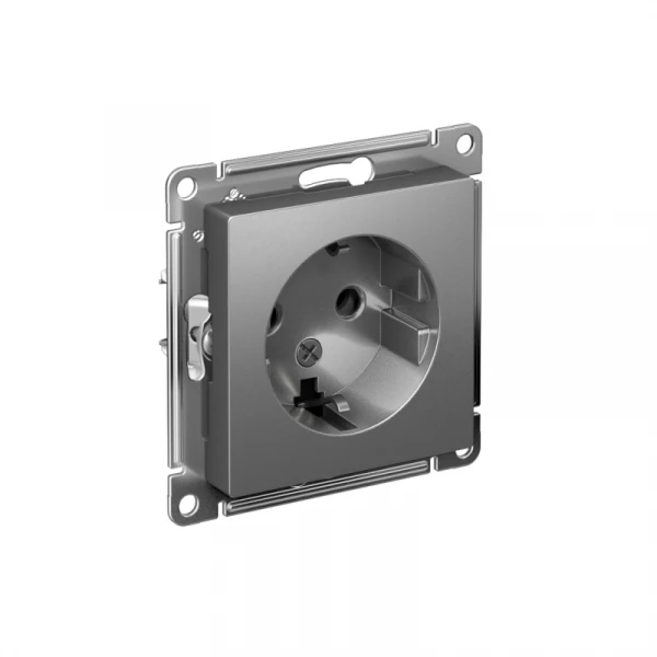 Розетка 1-м СП AtlasDesign 16А IP20 с заземл. механизм сталь SE ATN000943 ТехноИмпульс