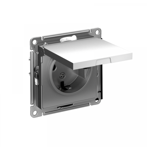 Розетка 1-м СП AtlasDesign 16А IP20 с заземл. защ. шторки с крышкой механизм сталь SE ATN000946 ТехноИмпульс