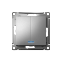 Выключатель 2-кл. СП AtlasDesign 10А IP20 (сх. 5а) 10AX с подсветкой механизм сталь SE ATN000953 ТехноИмпульс