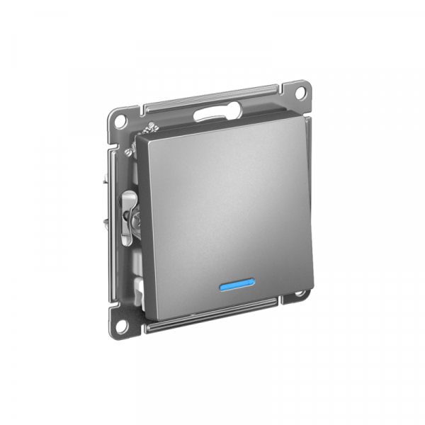 Переключатель проходной 1-кл. СП AtlasDesign 10А IP20 (сх. 6а) 10AX с подсветкой механизм сталь SE ATN000963 ТехноИмпульс