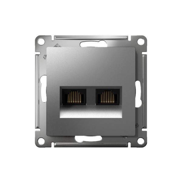 Розетка компьютерная 2-м AtlasDesign RJ45 кат.5E механизм сталь SE ATN000985 ТехноИмпульс