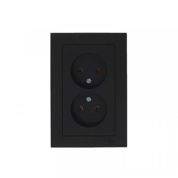 Розетка 2-м СП AtlasDesign 16А IP20 без заземл. в сборе карбон SE ATN001020 ТехноИмпульс