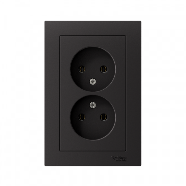 Розетка 2-м СП AtlasDesign 16А IP20 без заземл. в сборе карбон SE ATN001020 ТехноИмпульс